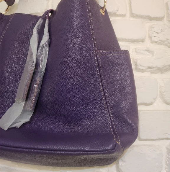 Laggo NWOT Large Purple Leather Julia Shoulder Hobo Purse - Picture 2 of 13